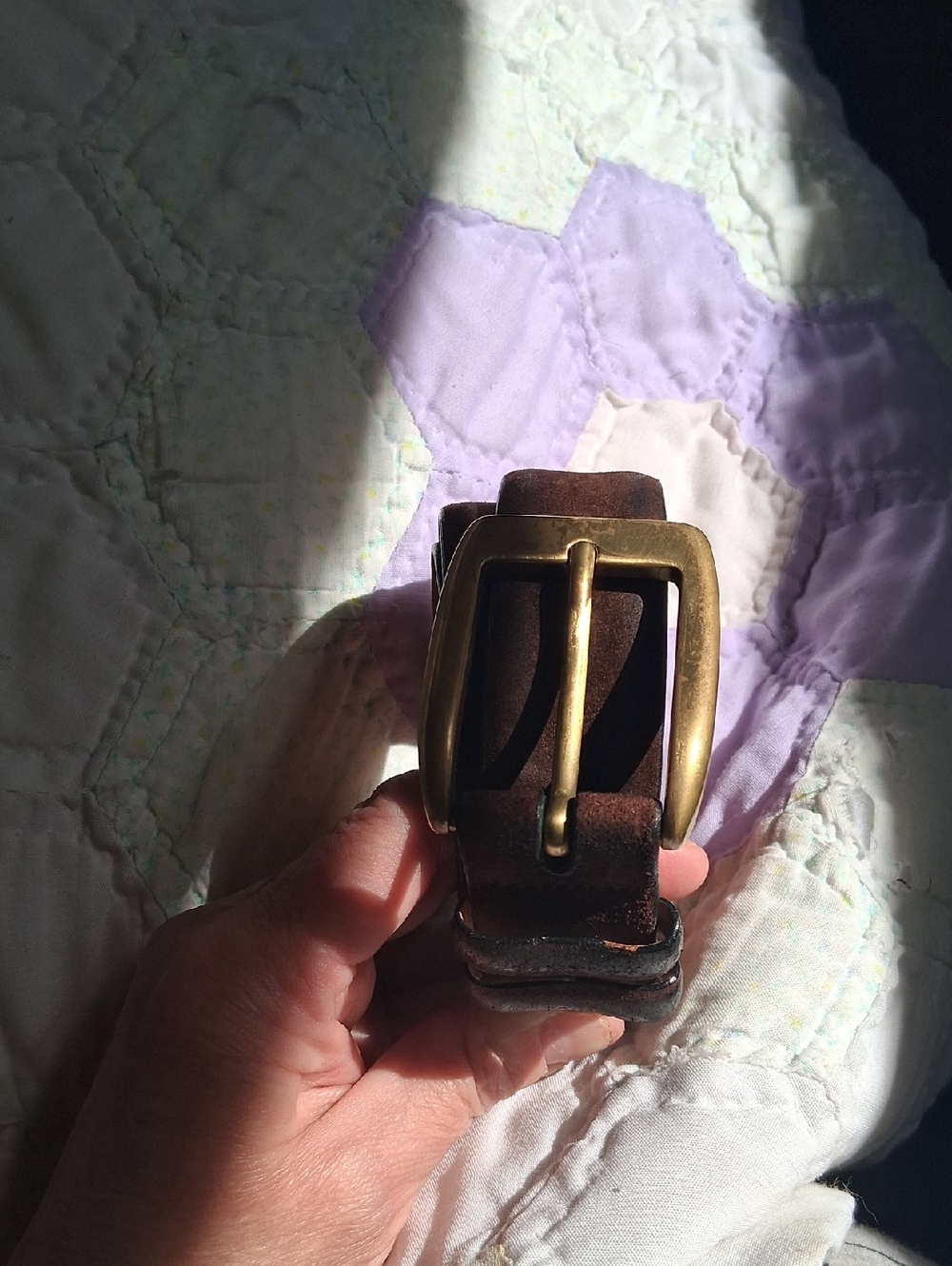 Saks Ffifth Avenue Vintage Spanish Leather Suede Belt with Italian Brass Buckle